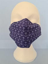 Load image into Gallery viewer, 'Anchors Away' Navy Blue Face Mask