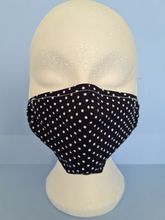 Load image into Gallery viewer, Navy with White Polka Dots Face Mask