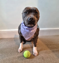 Load image into Gallery viewer, Lilac Gingham Over the Collar Bandana